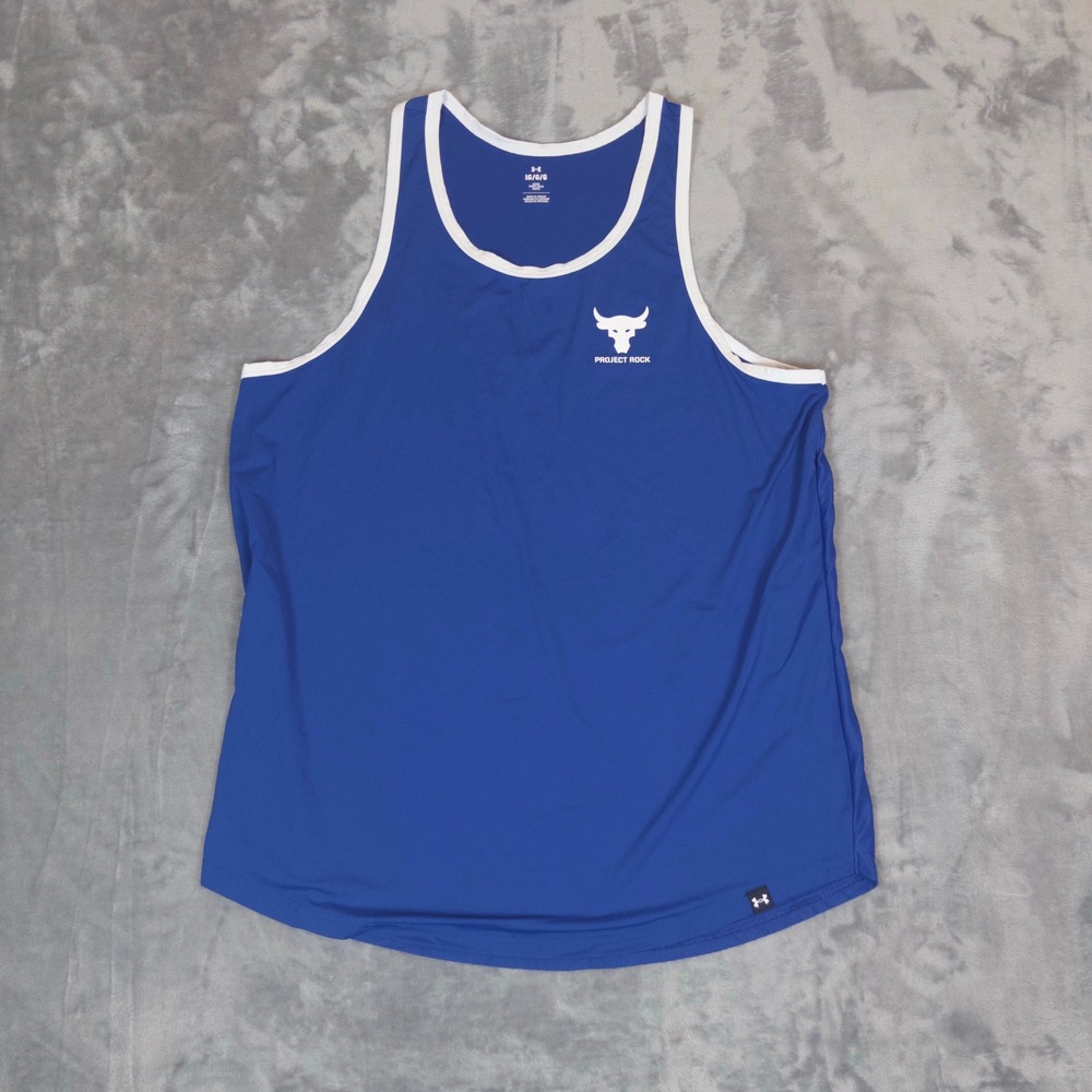 Under Armour Project Rock Tank Top Mens Large Blue Sleeveless Gym Training Shirt
